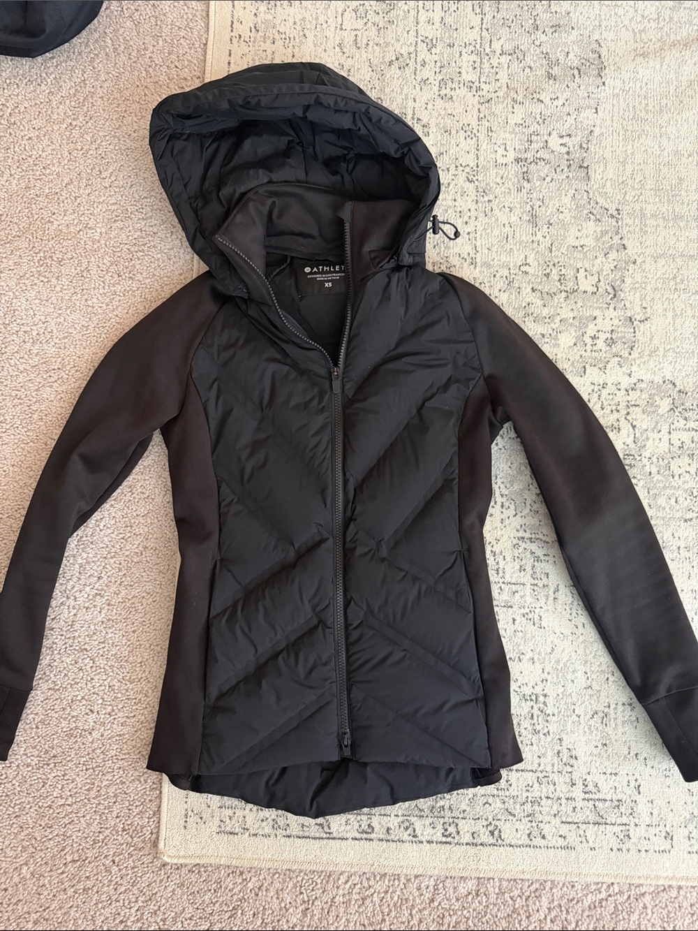 Athleta Black Hooded Insulated Jacket Women XS